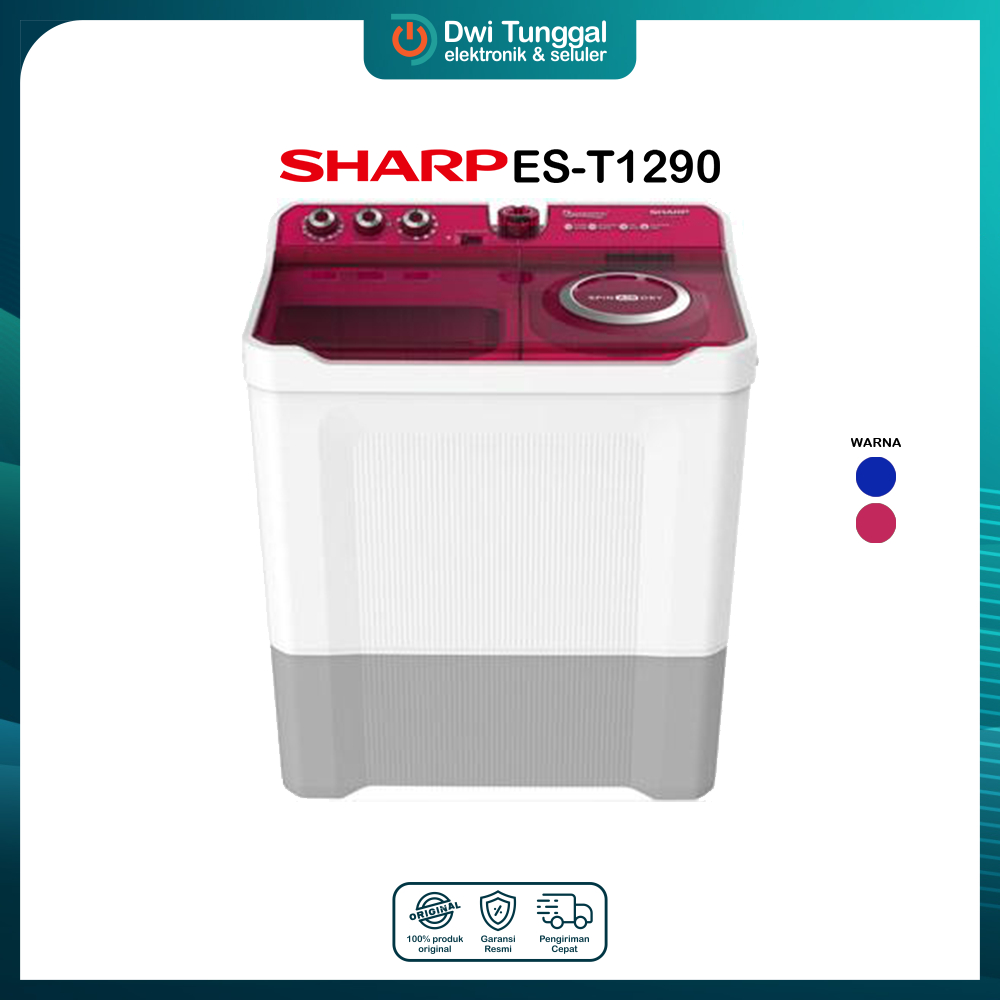 Sharp ES-T1290 -  Mesin Cuci 12 KG Dolphinwave Series