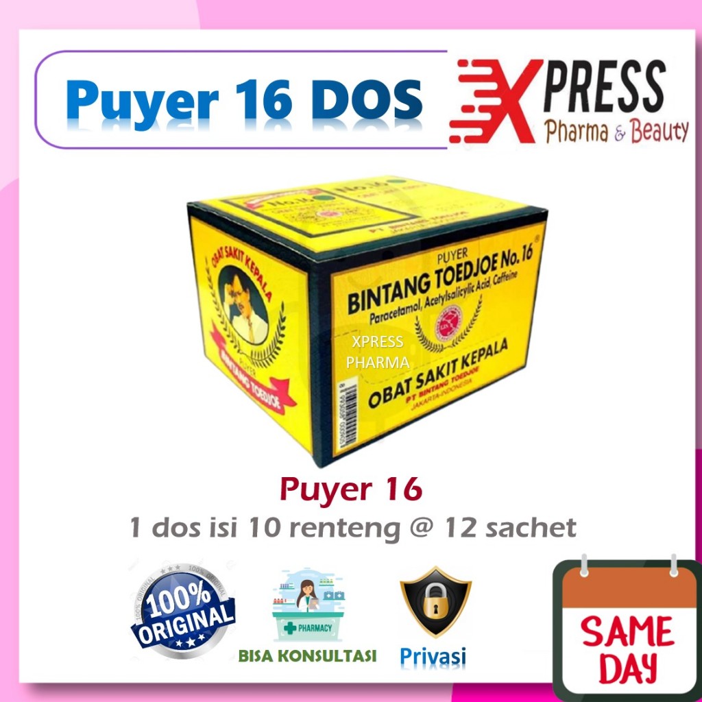 XPRESS  DOS Puyer No 16 isi 10 renteng @ 12 sachet Bintang Todjoe Tujuh Box Boks Dus Puder 38 Kalbe 