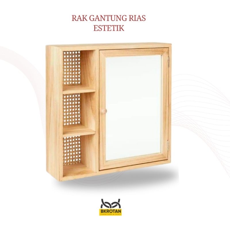 Rak dinding kosmetik kaca
