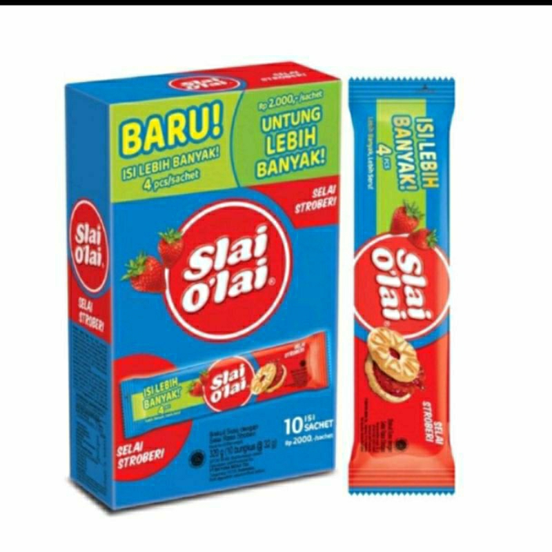 

Biskuit Slai Olai stroberi 1 Box Isi 10 Sachet