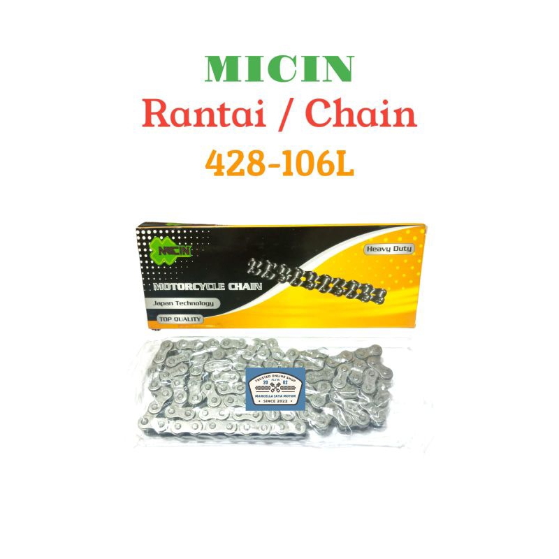 1 PCS RANTAI MOTOR MERK CSM / MICIN RANTAI MOTOR 428-106L Rantai kode 428H-106L RANTE MOTOR Supra Fi