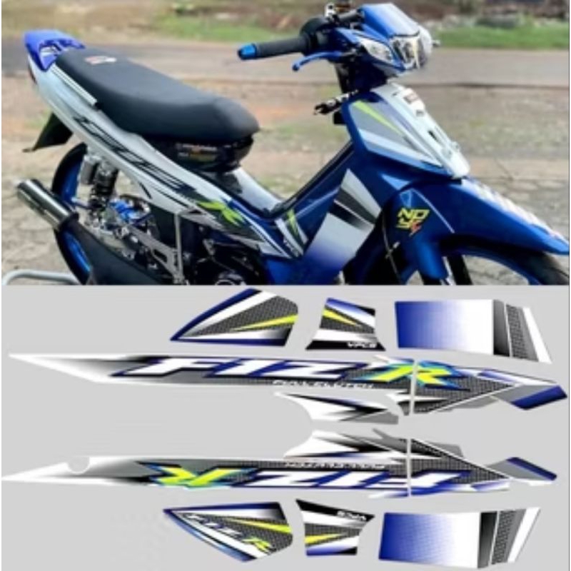 Striping stiker polet list motor Yamaha fizr fiz r f1 zr 2004 biru putih variasi stiker Fullset
