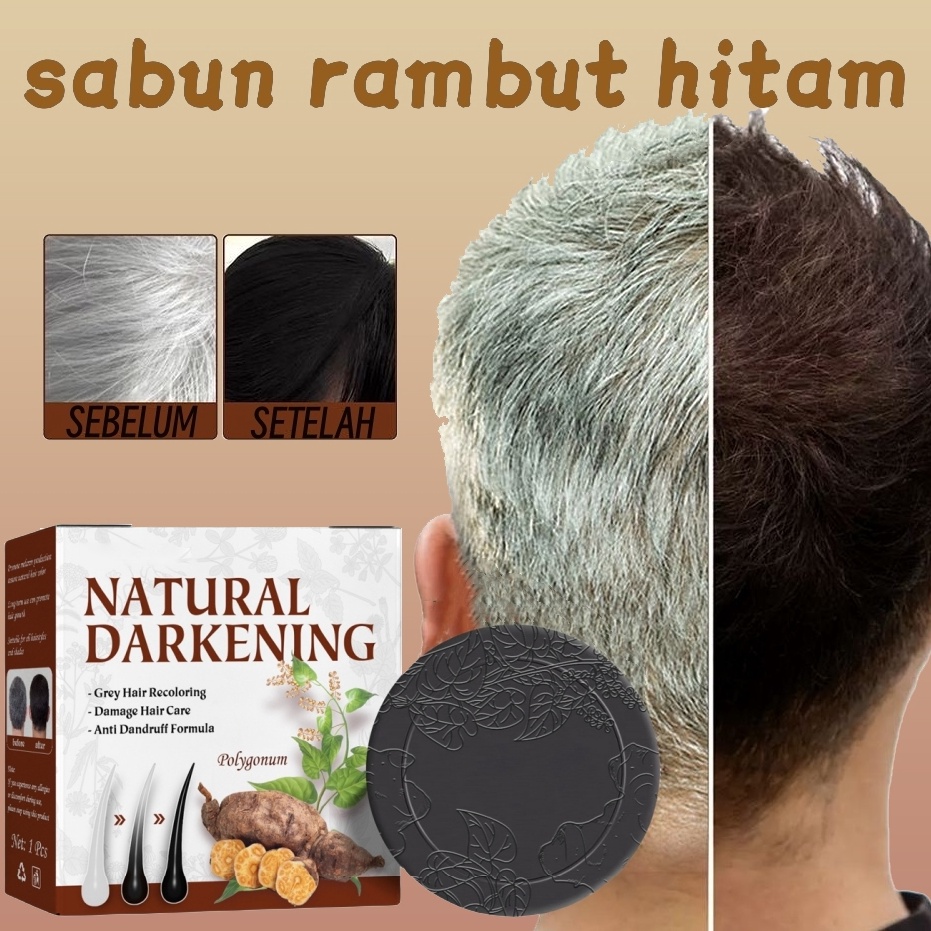 Promo Terbaik  Sabun Rambut Hitam Sampo Penghitam Rambut Uban Polygonum Soap Shampo Untuk Rambut Hit