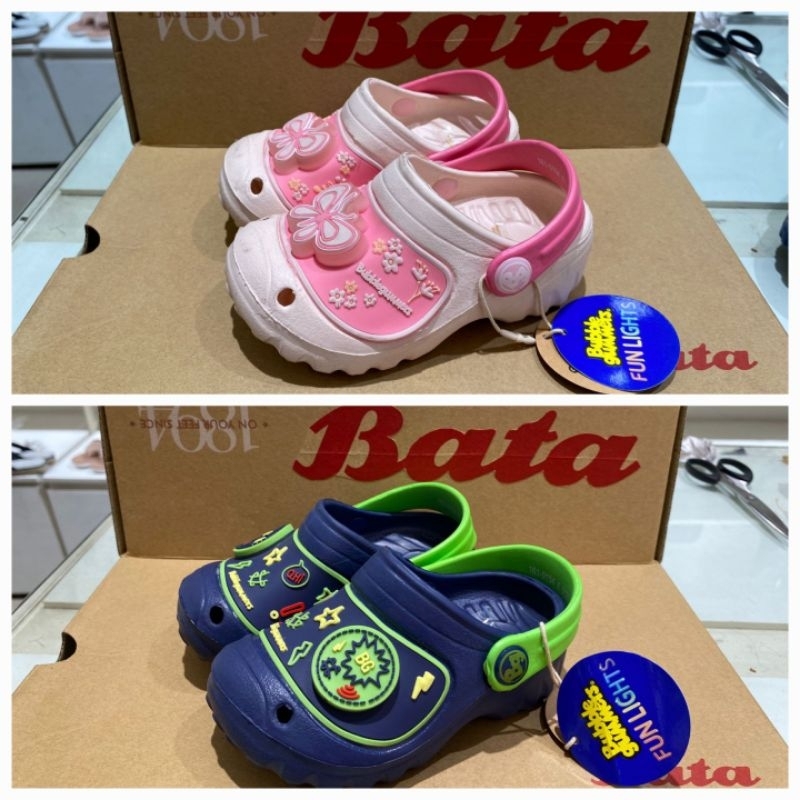 sepatu bata karet, sendal anak cwok dan cwe  nyala light, ringan,ati slip original 161-9124/161-5154