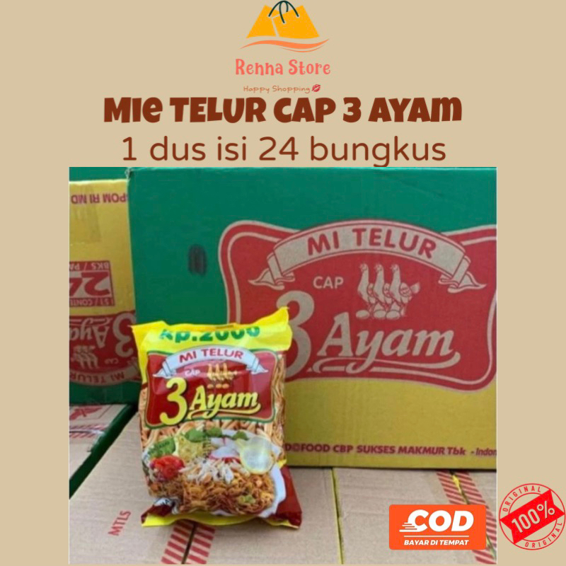 

Mie Telur Cap 3 Ayam (1dus isi 24pcs)