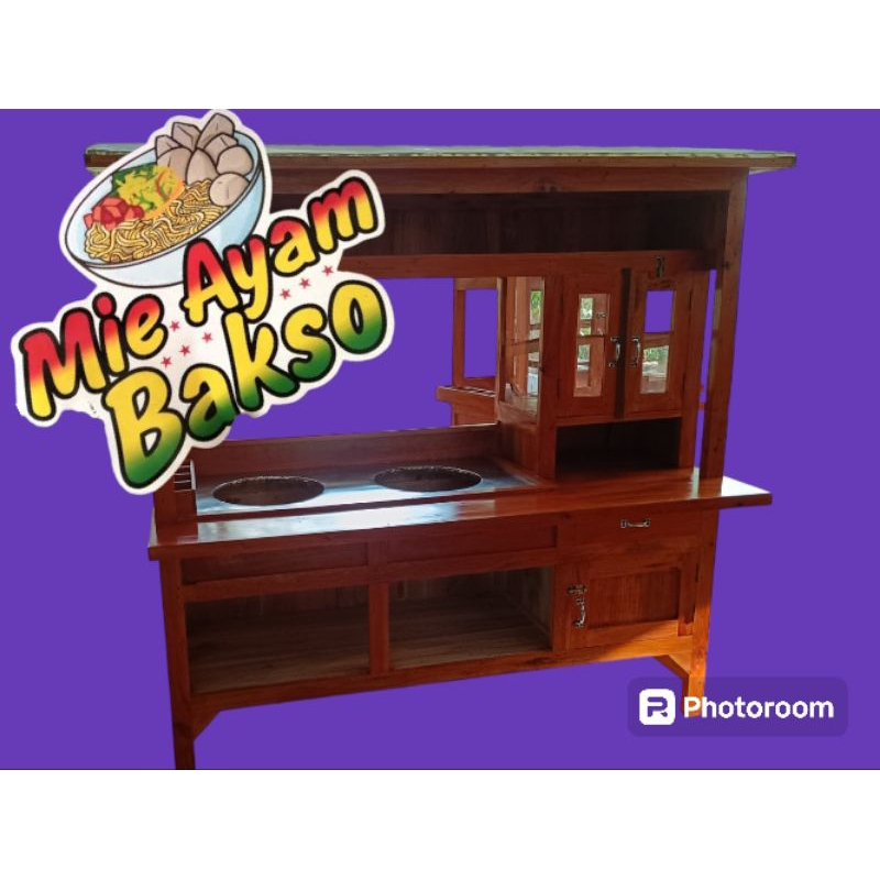 GEROBAK BAKSO MIE AYAM KAYU MAHONI