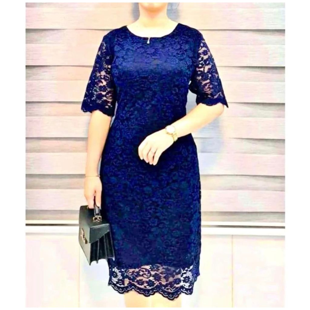 Dress Brokat Full Furing Dress Brokat Slim Dress Natal Midi Dress Dress Pesta