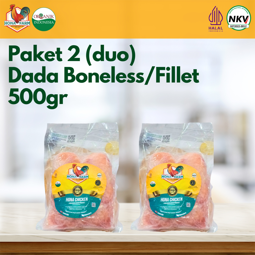 

Hona Farm PAKET HEMAT 2 (Duo) Dada Boneless Ayam Organik Probiotik (500gr)