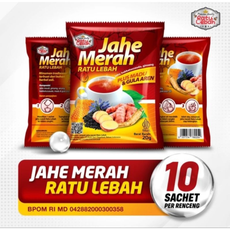 

Ratu Lebah Jahe merah plus gula aren 1 rtg 10 sachet