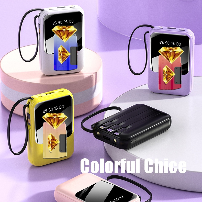 20k 20000 Mini power bank 20000mah Fast Charging charging 3 Cables charger LED Digital Display Power