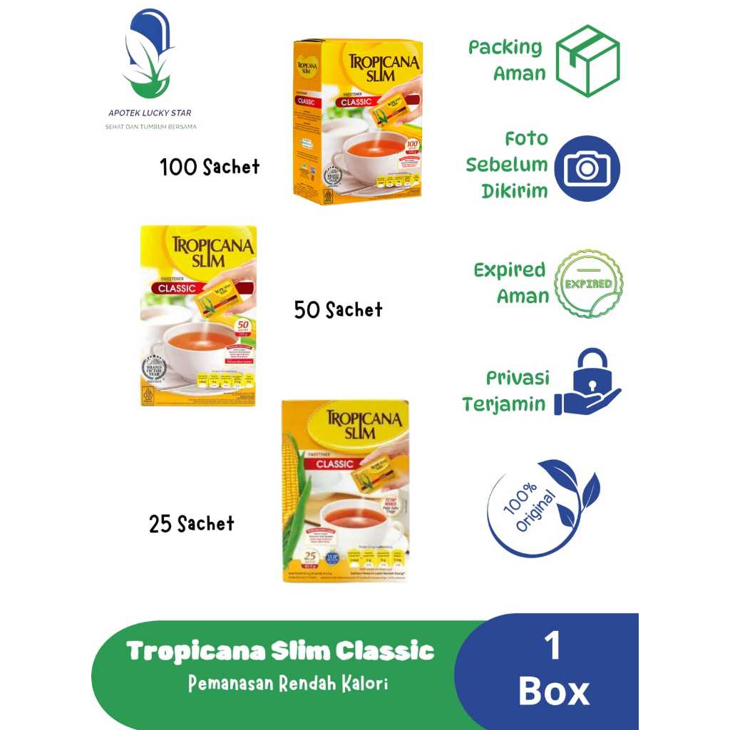 

Tropicana Slim Sweetener Classic 100 Sachet | 50 Sachet | 25 Sachet