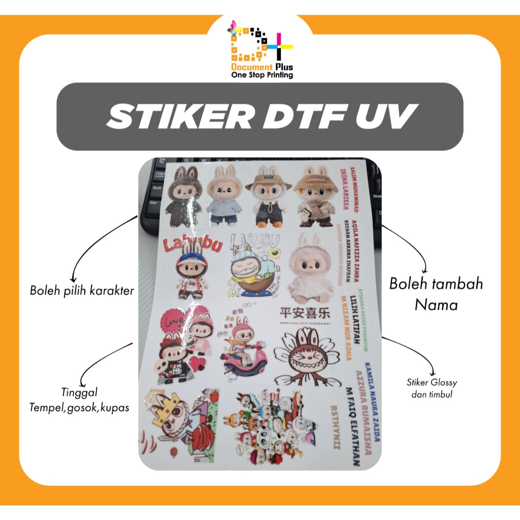 

Stiker siap tempel karakter labubu dtf uv 7X9 CM