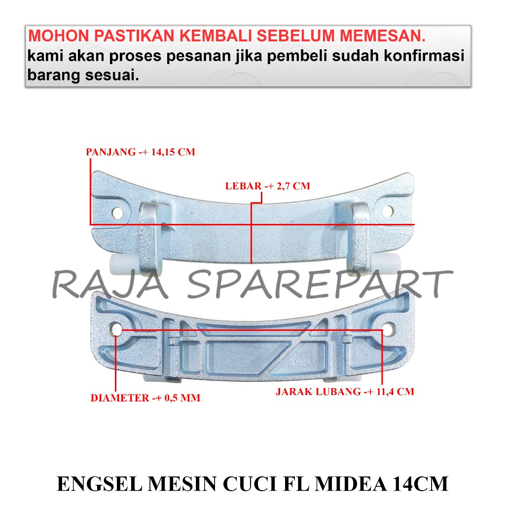 EM14 ENGSEL PINTU MESIN CUCI / ENGSEL MIDEA / ENGSEL MESIN CUCI FRONT LOADING MIDEA 14CM