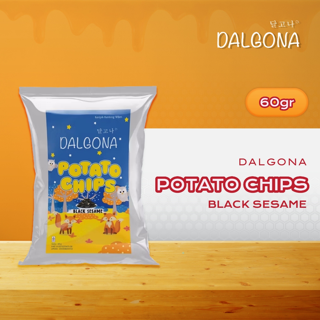 

Dalgona Potato Chips Rasa Black Sesame 60 gr / Kripik Kentang Black Sesame Aroma Nikamt / Kripik Kentang instan best Seller