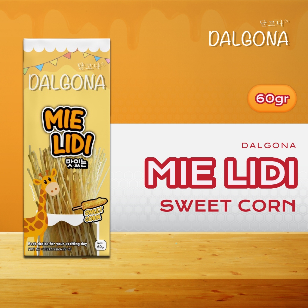 

Dalgona Mie Lidi Sweet Corn | 60gr | 1pcs | Cemilan santai