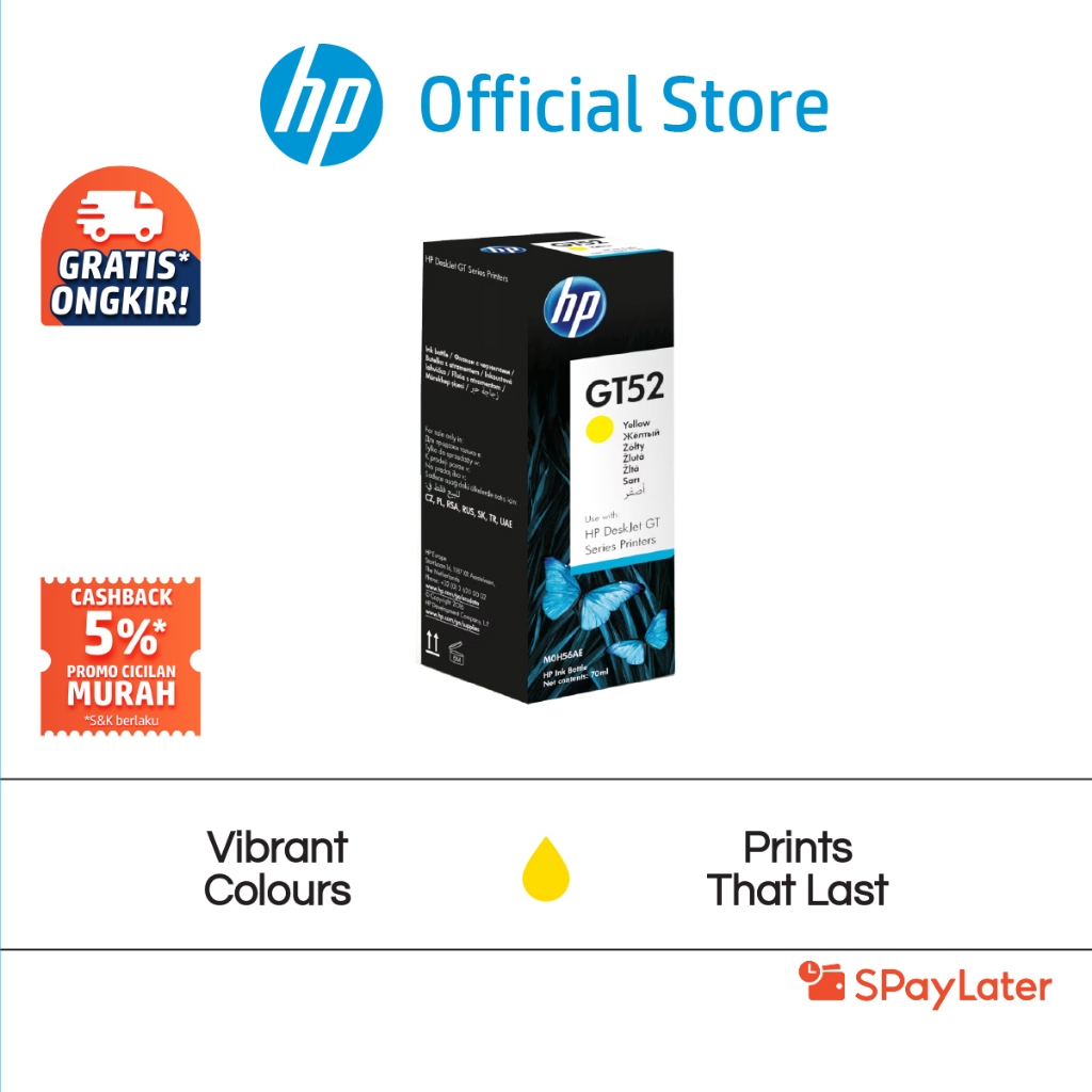 Cicilan Murah SPL - Tinta Printer HP Original GT52 Yellow / Cyan / Magenta / GT53 Hitam / Smart Tank