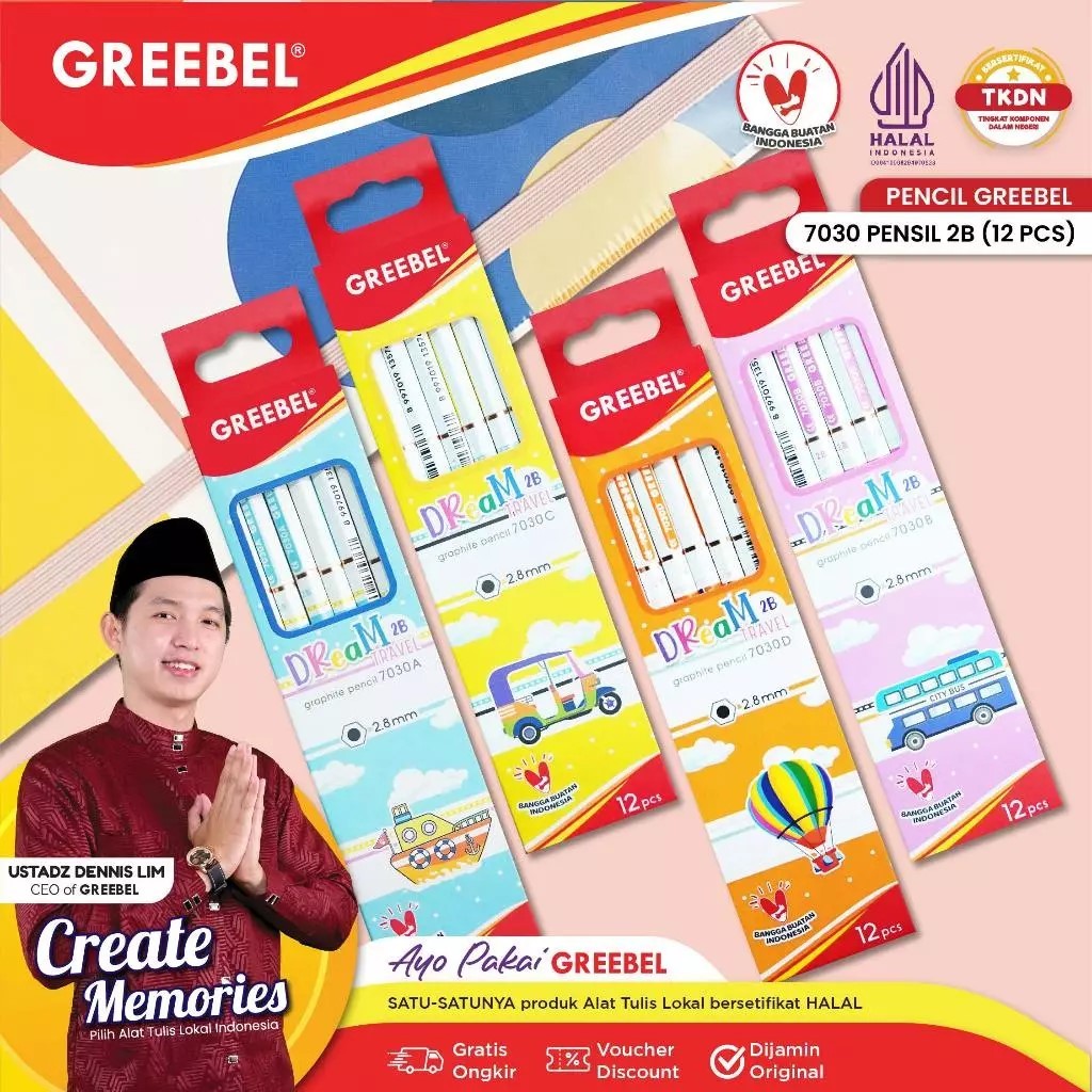 

GREEBEL Pensil Kayu 2B (7030) Dream / Pensil Tulis / Grafit / Graphite / Pensil Ujian Sekolah / Pensil Gambar