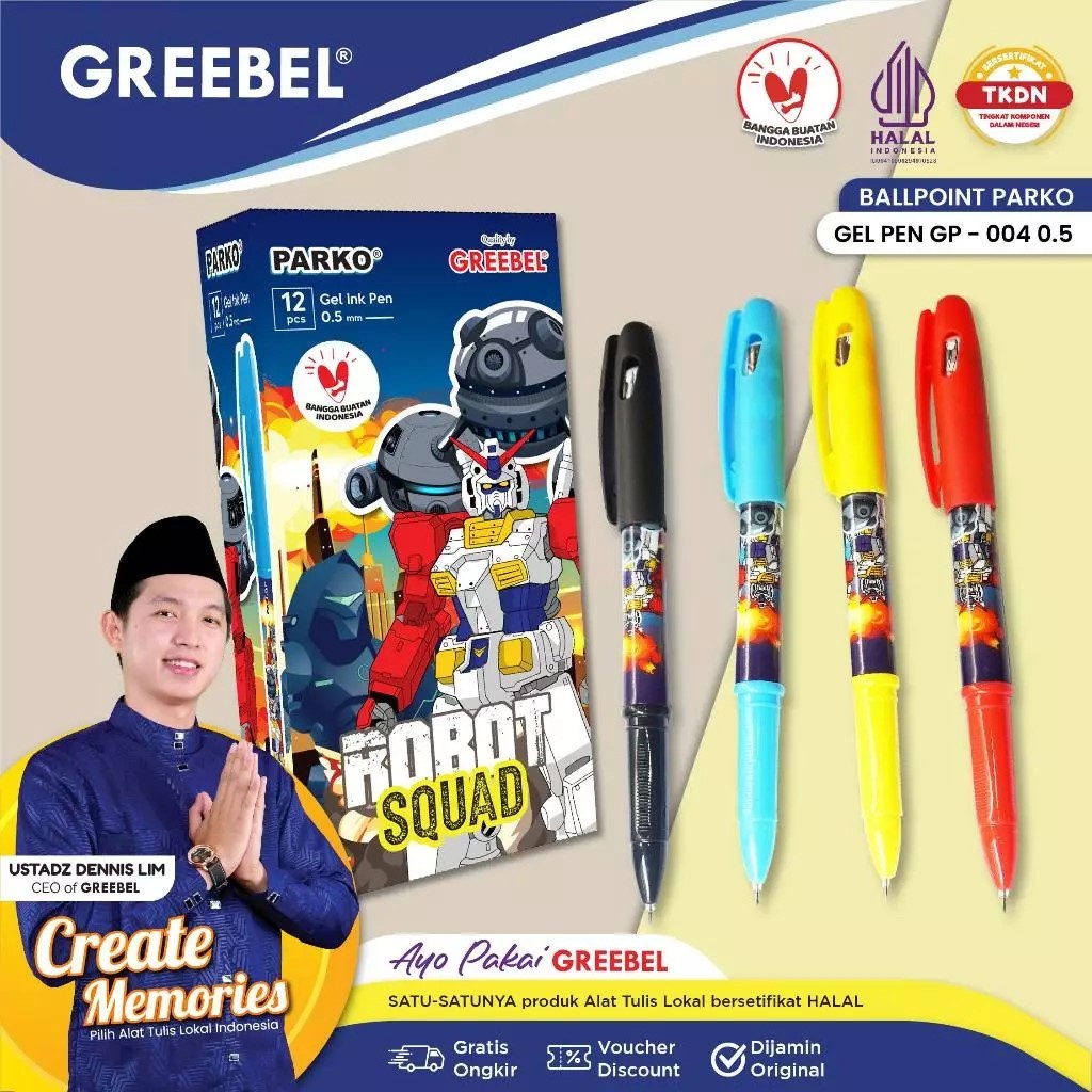 

PARKO Pulpen Bolpoin Ballpoint Bolpoint (PARKO GEL PEN GP-004 HITAM 0.5) /Pulpen untuk perlengkapan office kantor anak sekolah