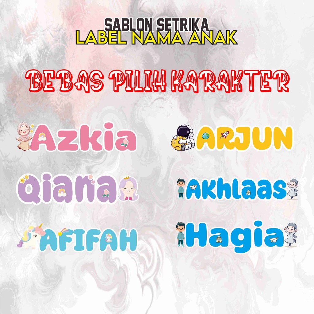 

RZT001 - STICKER NAMA ANAK MURAH / KAOS SABLON SETRIKA / CUSTOM NAMA ANAK LUCU SABLON DTF (CUKUP DI SETRIKA)