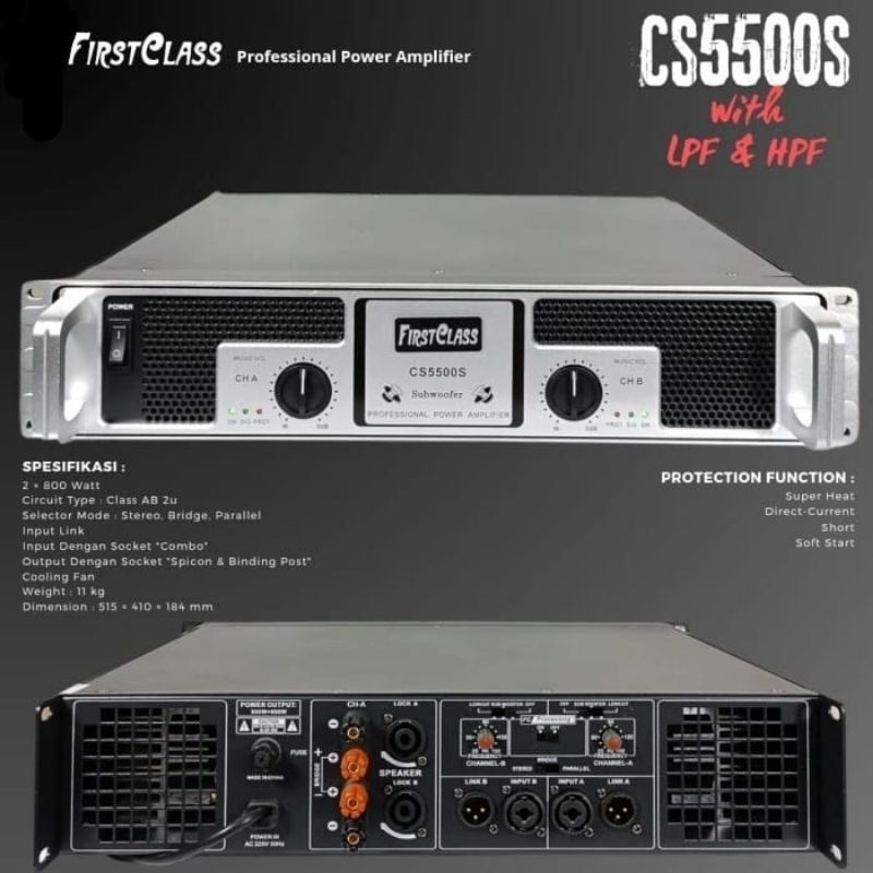 POWER FIRSTCLASS CS5500S / CS 5500 S 2 CHANNEL WITH CROSSOVER