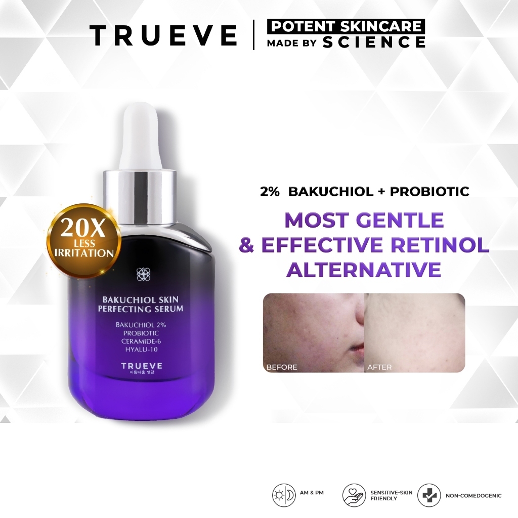 TRUEVE Bakuchiol Skin Perfecting Serum (Bakuchiol + 5X Ceramide - Probiotic Serum Perawatan Wajah Al