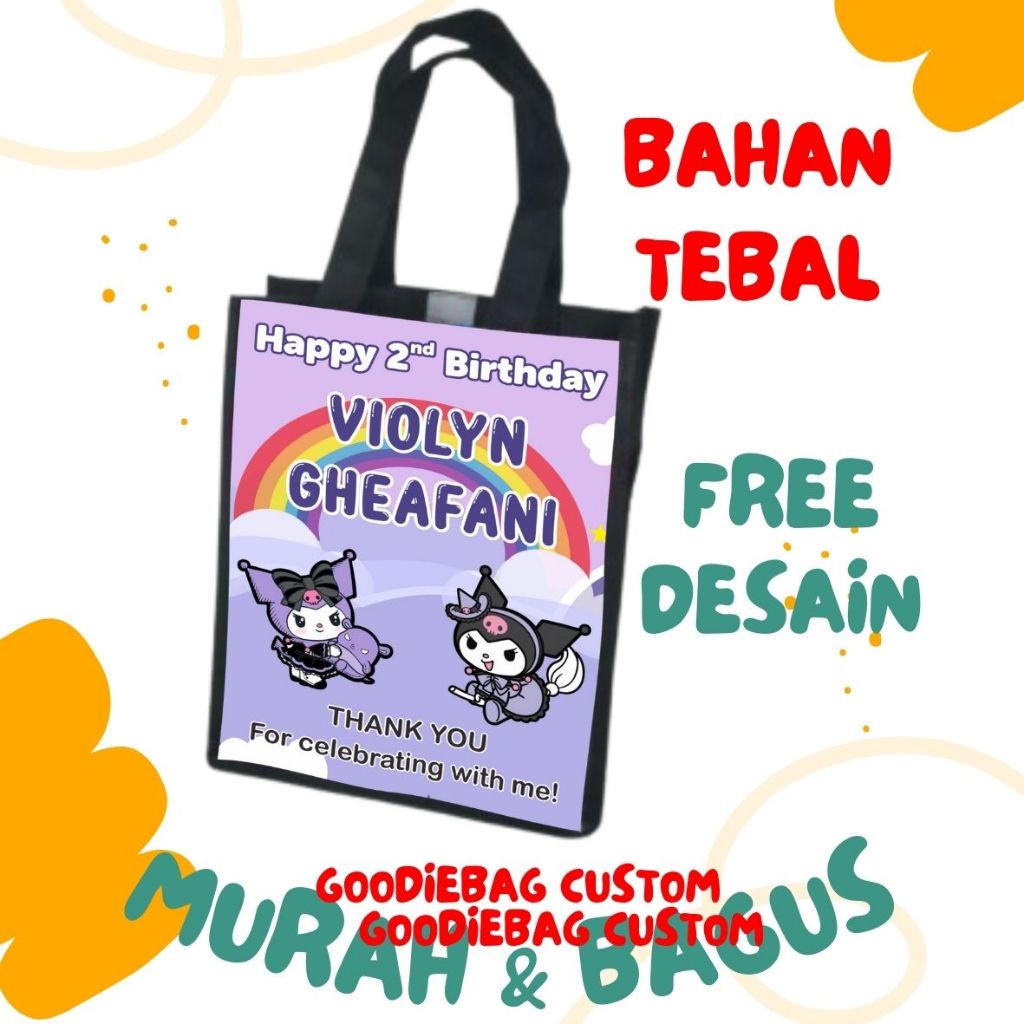 

Tas Ultah Souvenir Ulang Tahun Tas Snack Custom Gambar Kuromi - FADHILSOUVENIR