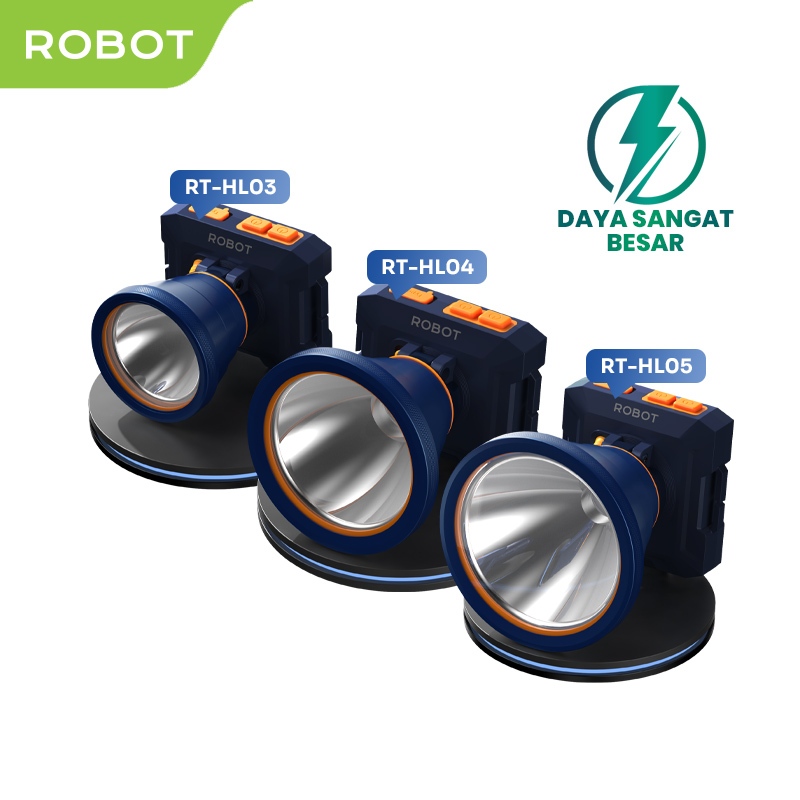 ROBOT Senter Lampu Kepala Headlamp Outdoor Camping/Emergency Lamp RT-HL03/RT-HL04/RT-HL05 LED 3000-5