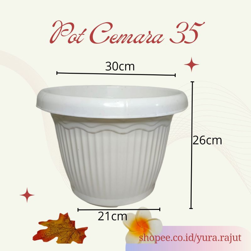 Pot plastik merk GBL Cemara 35 - Pot bunga/tanaman ukuran besar warna putih dan hitam
