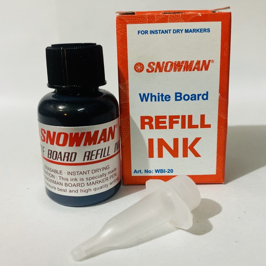 

Snowman Refill Isi Tinta Whiteboard Marker HITAM / Snowman White Board Refill Ink WBI-20 HITAM