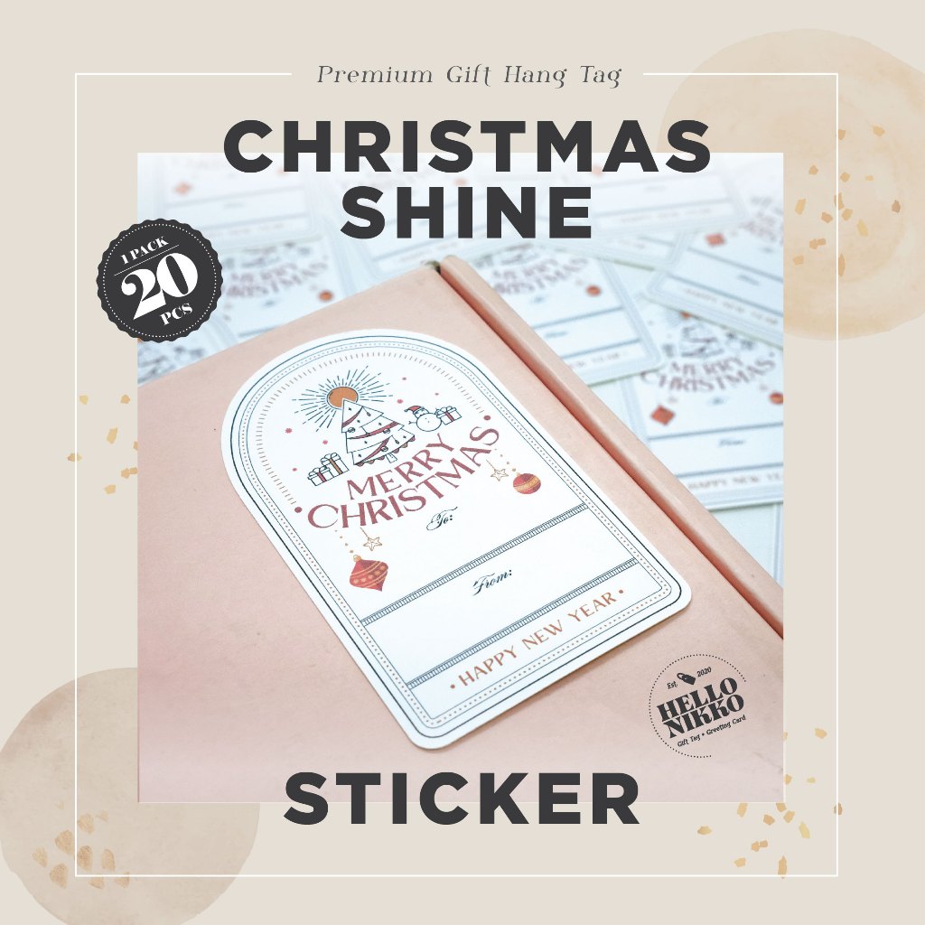 

Christmas Shine Sticker label pengiriman - Hang tag kartu ucapan kado hampers parcel box ultah natal christmas