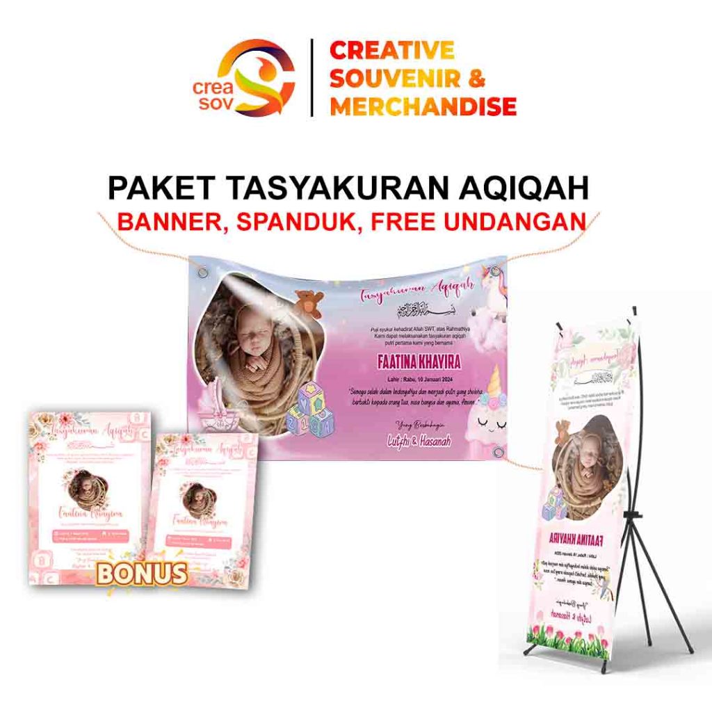 Creasov - Undangan Aqiqah Gratis Banner Aqiqah Spanduk Aqiqah Undangan Aqiqah Bayi Spanduk Aqiqah