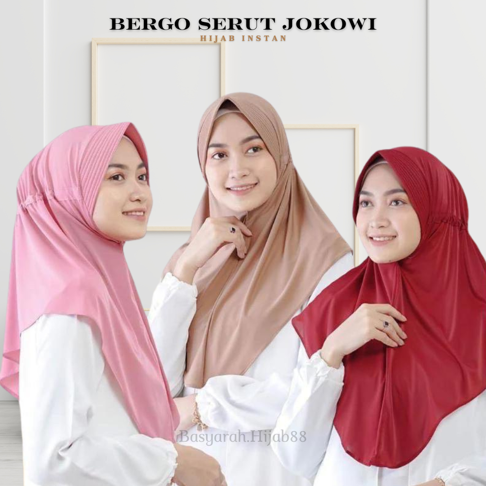 HIJAB BERGO INSTAN SERUT TALI/JILBAB BERGO HAMIDAH SERUT TALI BELAKANG - BERGO SERUT JOKOWI