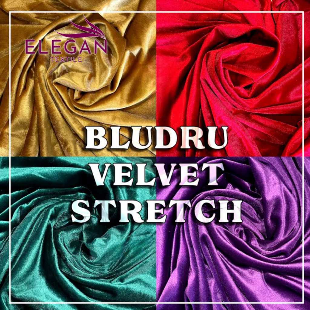 Termura Kain Bludru Velvet Meteran Super STRETCH PREMIUM / Kain Bludru Meteran /Bahan Bludru Meteran