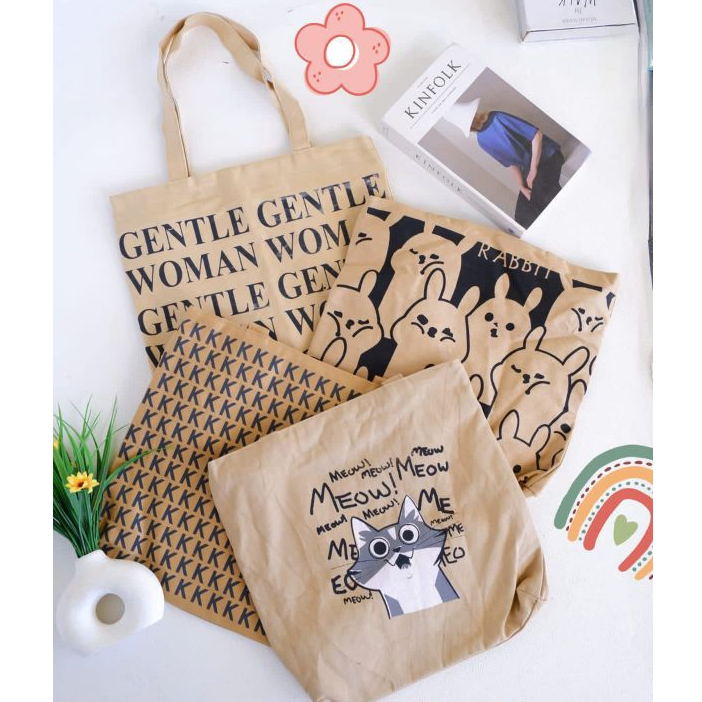 TAS TENTENG WANITA/TOTEBAG MOTIF/TOTEBAG KEKINIAN/TAS PERGI/*ANEKA TOTEBAG KANVAS*