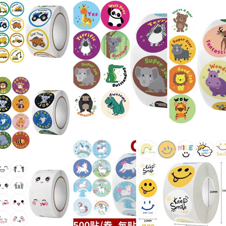 

NEWPRODUCT STICKER GULUNG ISI 5PCSROLL MOTIF EMOJI LUCU