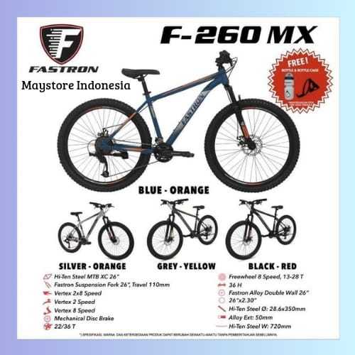 SEPEDA GUNUNG MTB FASTRON F 260 MX UKURAN 26 INCH 2X8 SPEED REM CAKRAM,SEPEDA READY SIAP KIRIM - BER