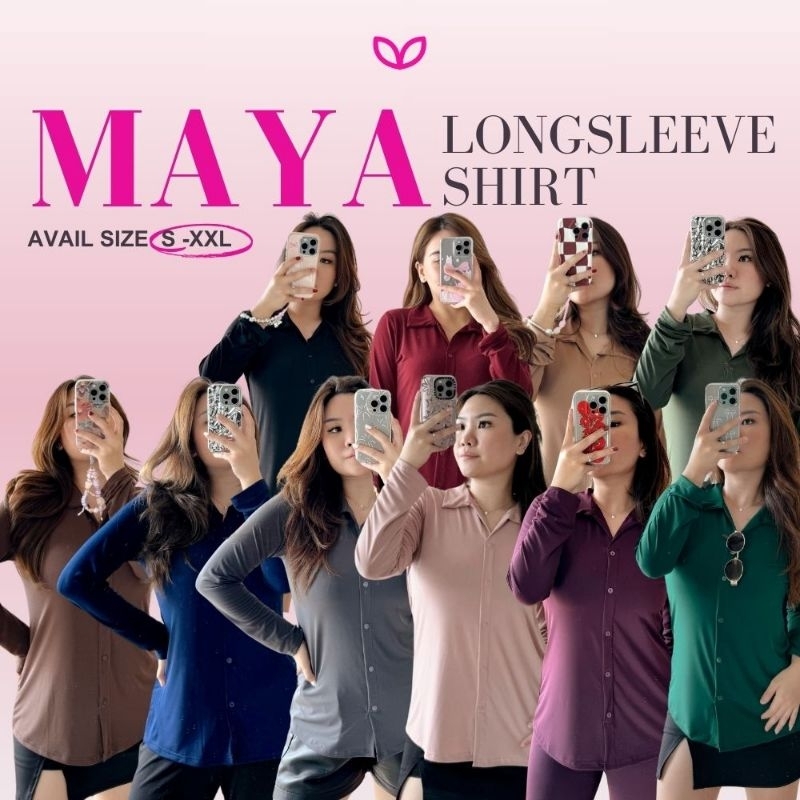 Pluffyschoice Maya Shirt Long Sleeve Baju Atasan Wanita KEMEJA KANCING TIDAK HIDUP Bahan Jersey Leng
