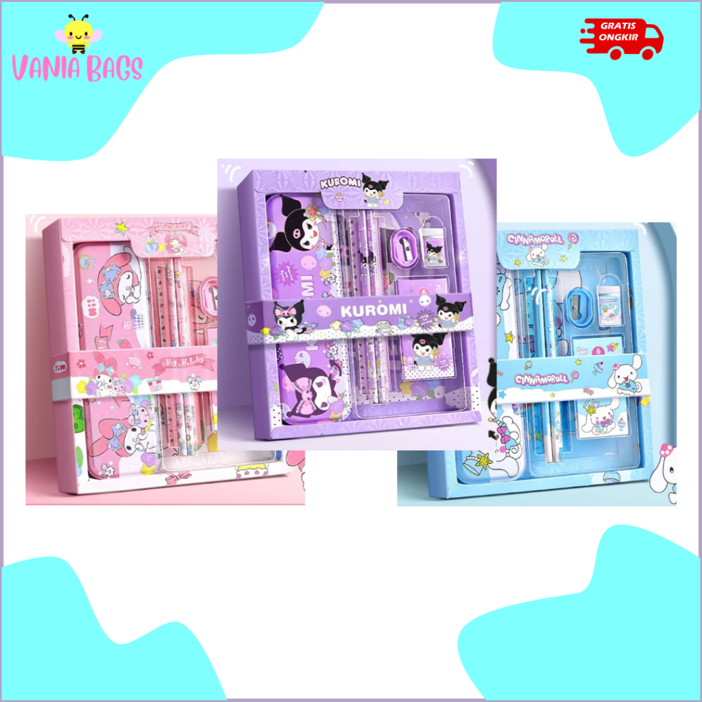 

set kotak pensil 6 in 1 alat tulis buku hadiah stationery atk