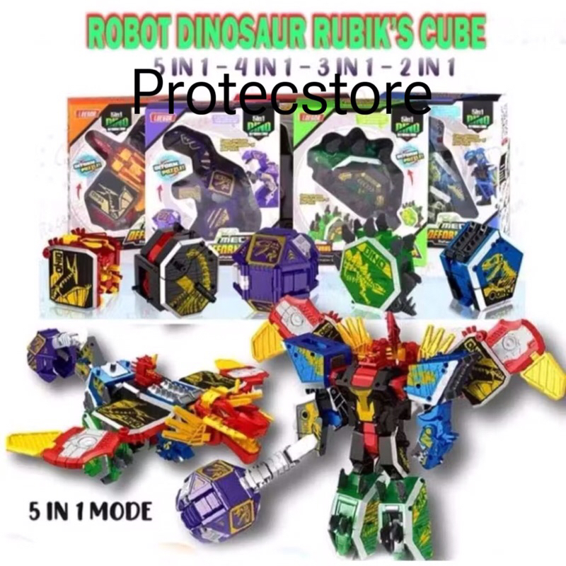 mainan rubik robot dinosaurus cube