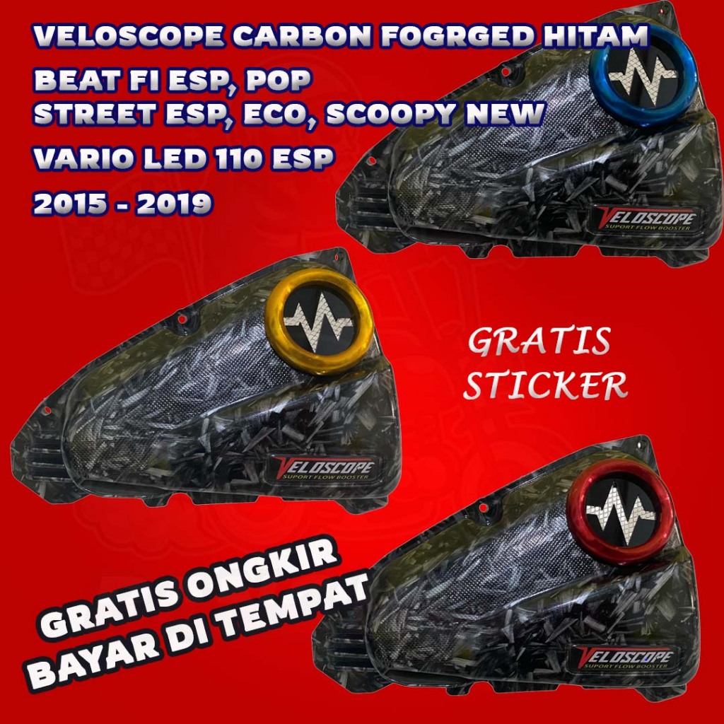 Veloscope Tutup Filter Veloscope Carbon Forged Hitam Beat ESP 2015 - 2019 Tutup Filter Beat Pop Velo