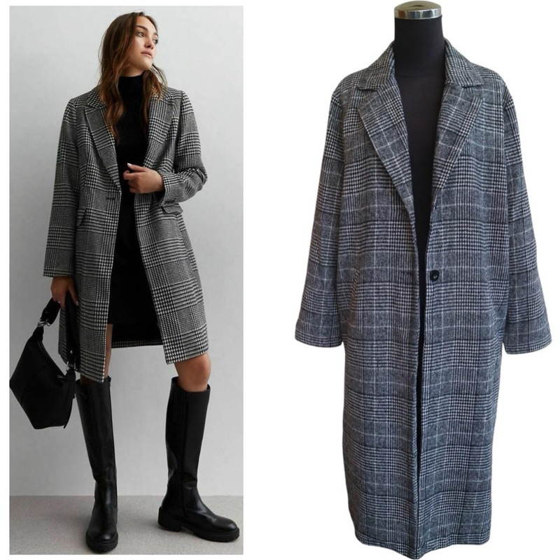 Women wool houndstooth coat brand Zunus