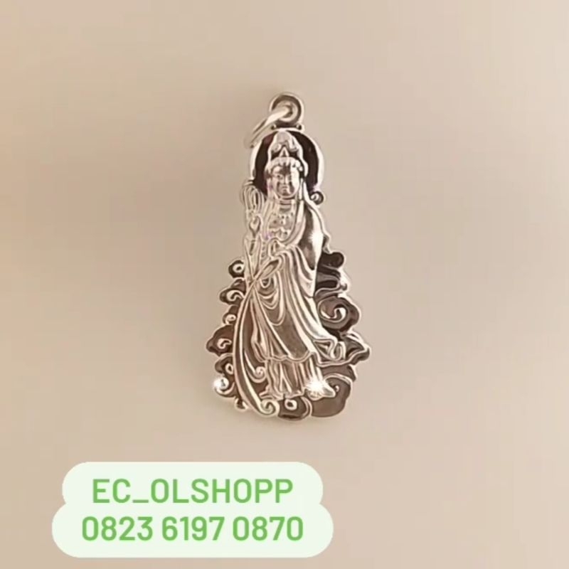 Liontin Kwan Im Berdiri Perak Silver Avalokitesvara  Pendant