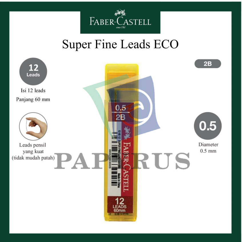 

PENCIL LEAD / ISI PENSIL MEKANIK / REFILL PENSIL MEKANIK 2B / REFILL PENSIL FABER CASTELL 2B 0.5 ECO