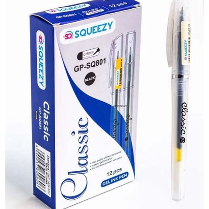 

PROMO SPESIAL 12pc Pulpen SQUEEZY Gel Pen 5 mm Pen Classic Jarum Tip