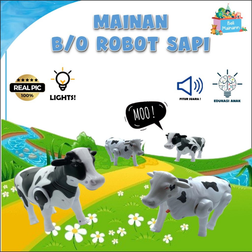 MAINAN EDUKASI MAINAN HEWAN ROBOT MAINAN SAPI BESAR BISA BERJALAN UKURAN BESAR DAN KECIL