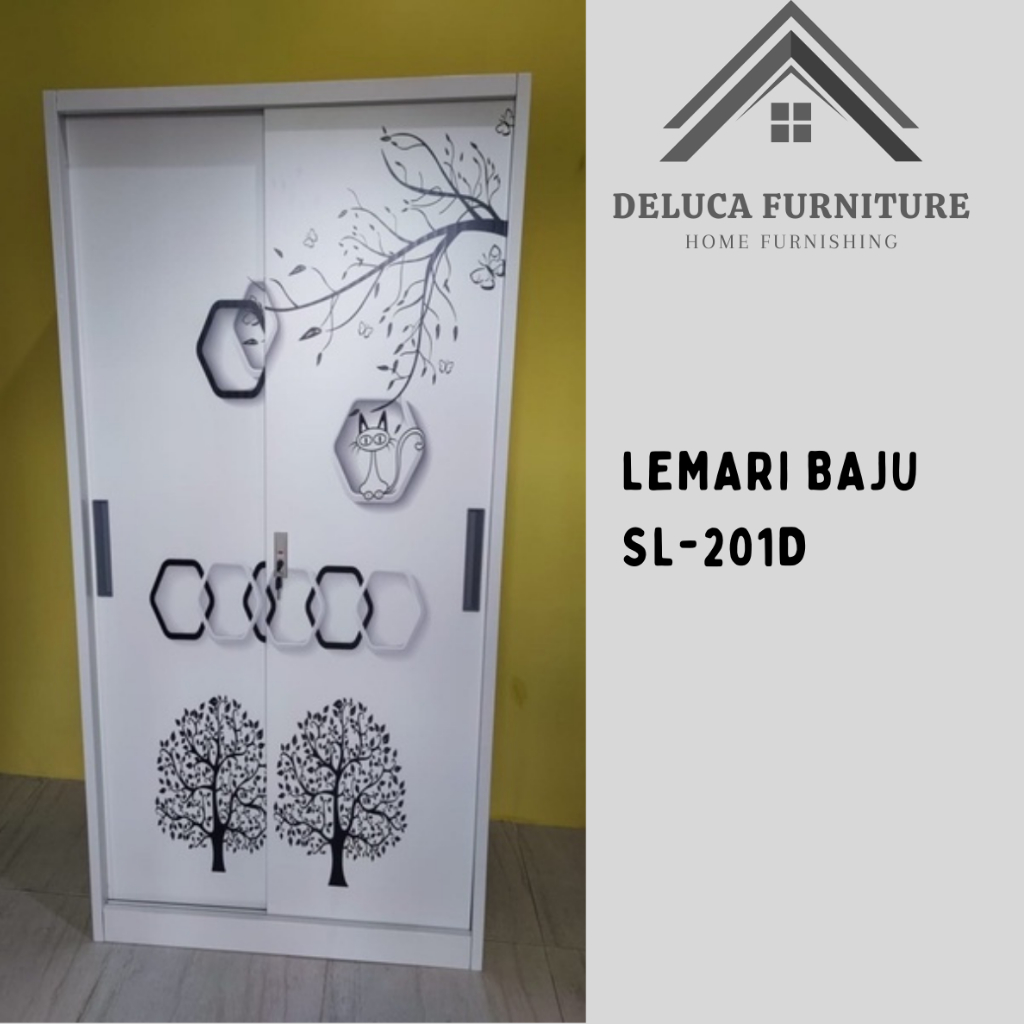 Lemari Baju Besi Sliding SL-201D - Lemari Baju Sliding - Lemari Pakaian - Lemari Baju Besi standart 
