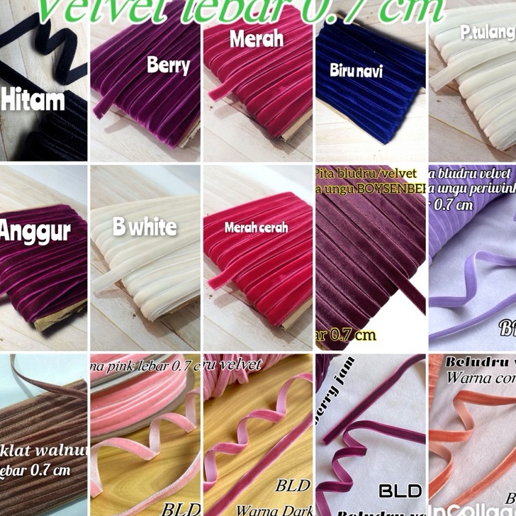 

DISKON SPESIAL per rol 15 meter pita bludru lebar 7 cm