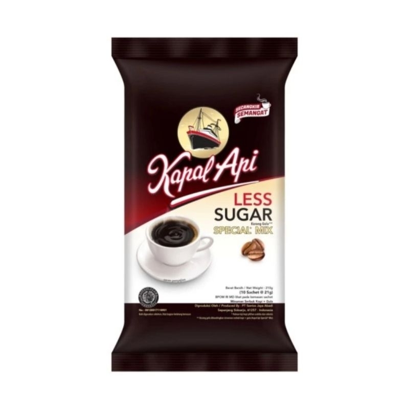 

Kapal api less sugar @ 10 sachet | 21 gr