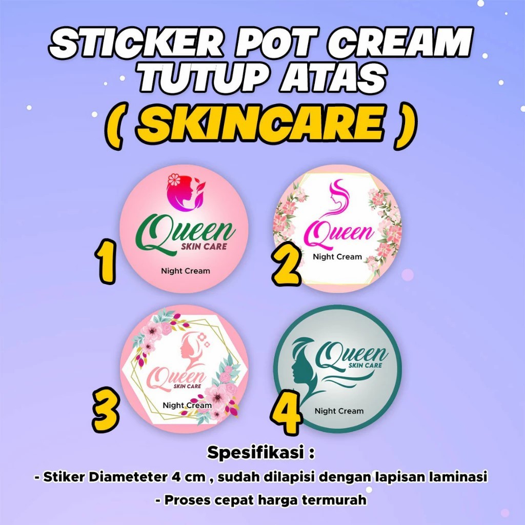 

STIKER SKINCARE LIST POT CREAM / STIKER KEMASAN / LABEL BULAT