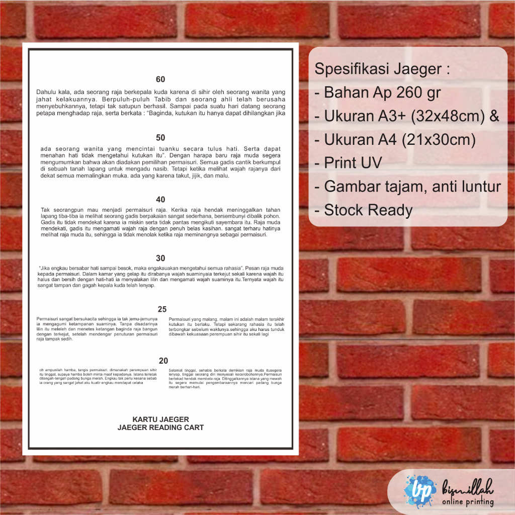 Kartu Jaeger reading chart tes mata